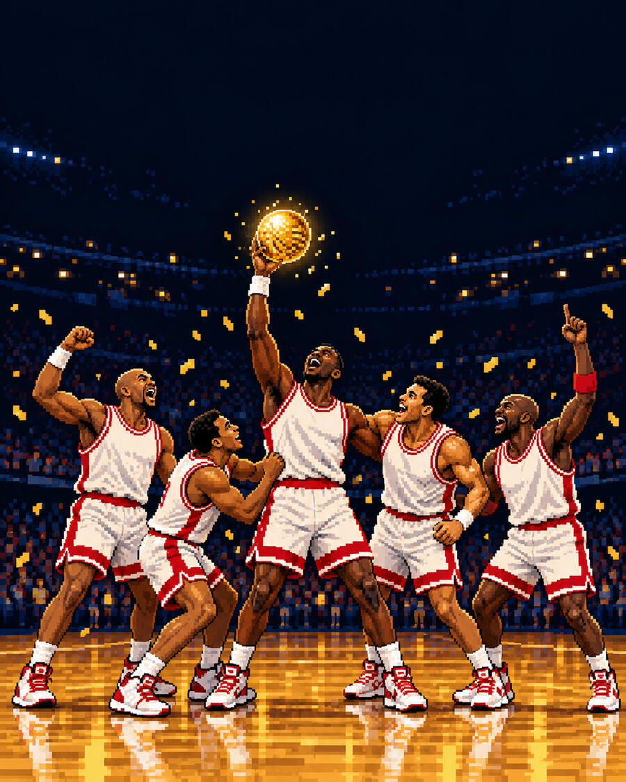 1995 Houston Rockets pixel championship artwork